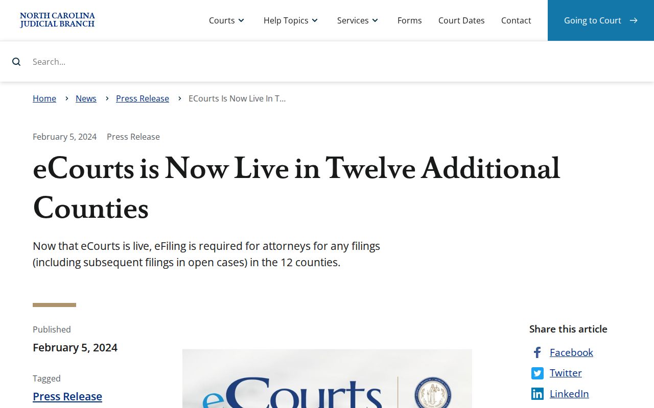 Beaufort County docket search eCourts launch information