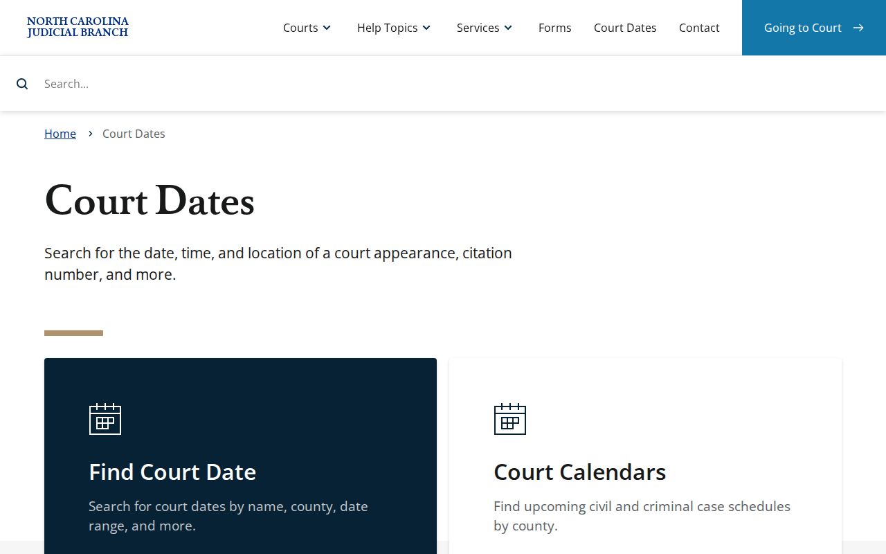 Beaufort County court date guidance from the North Carolina Judicial Branch