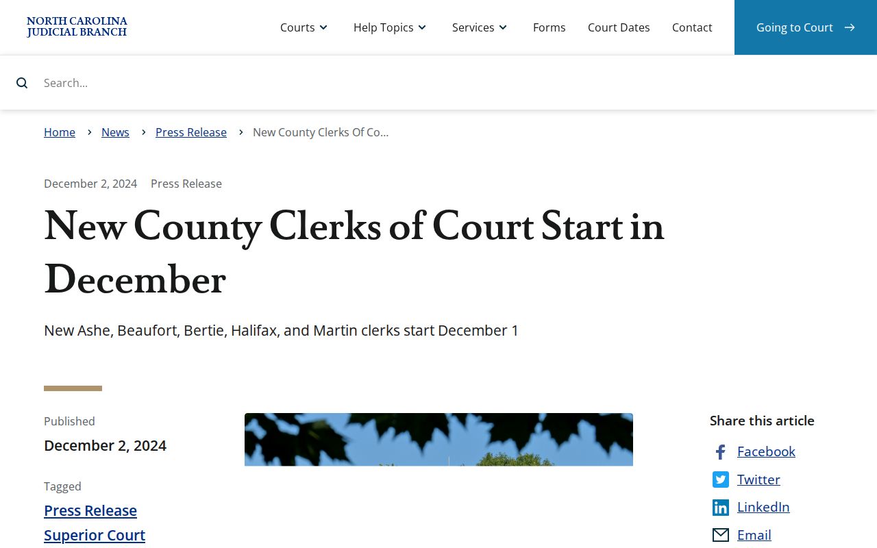 Beaufort County court docket Clerk of Superior Court official notice