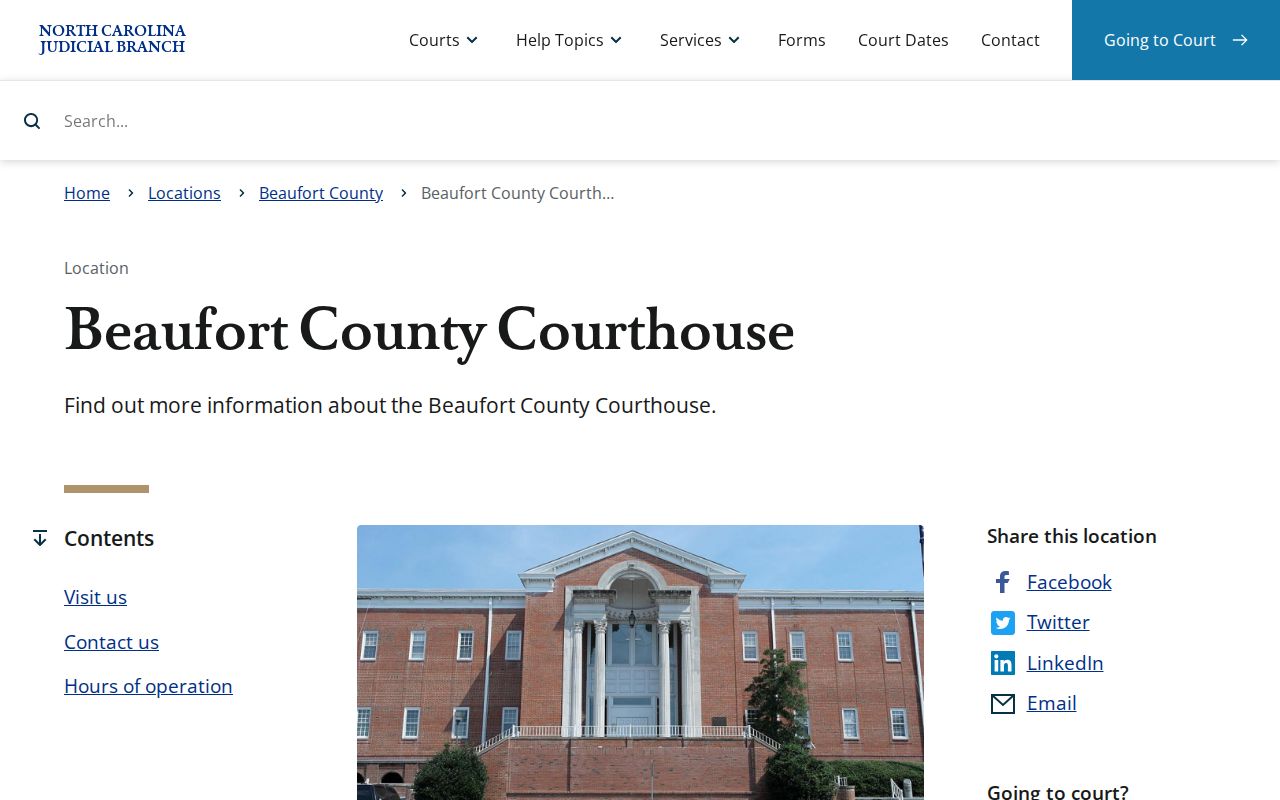 Beaufort County court docket courthouse and Clerk record location