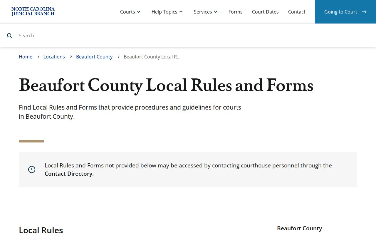 Beaufort County court docket local rules and forms